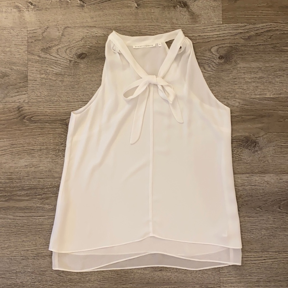 High-neck tie blouse